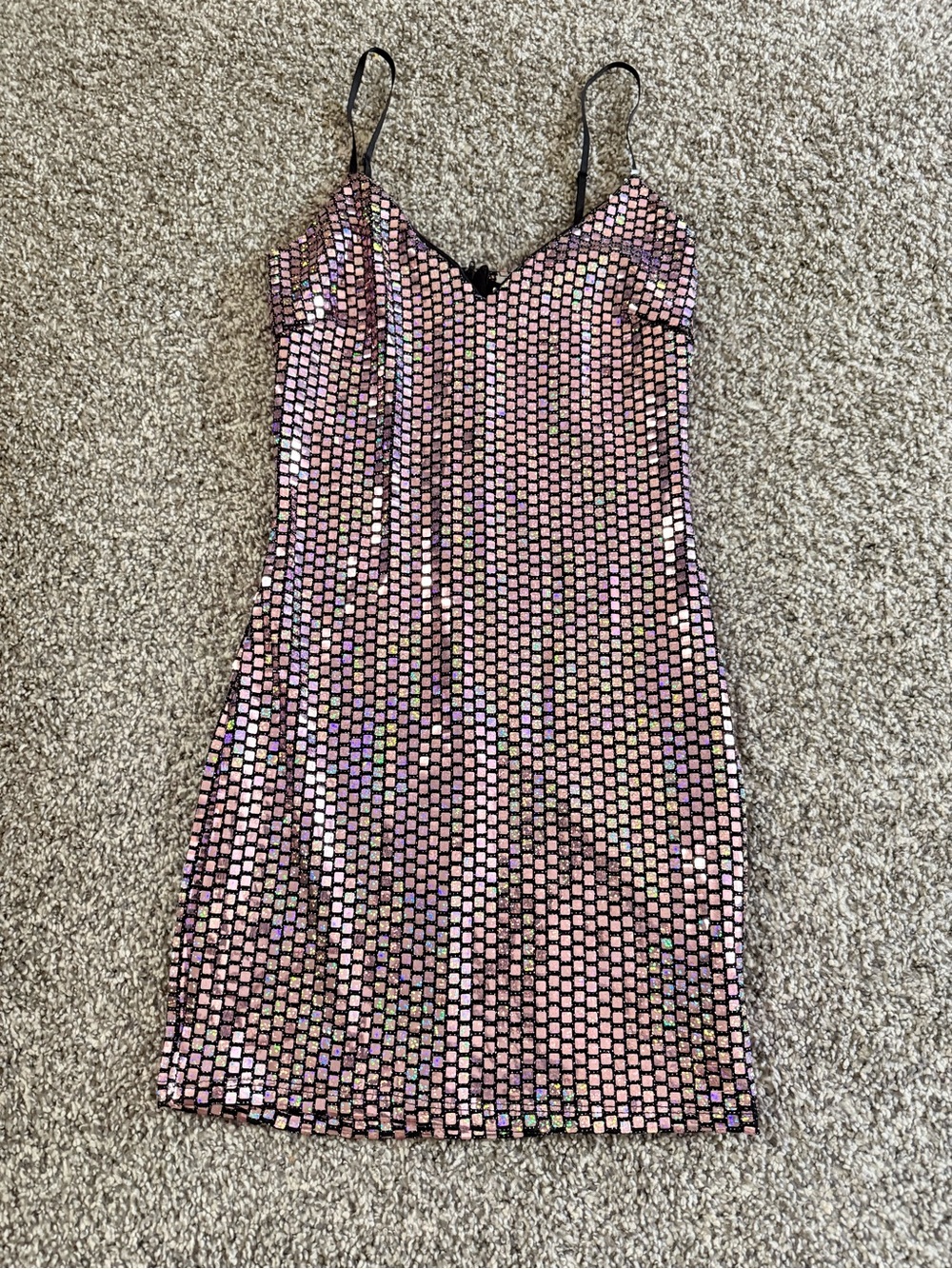 Charlotte Russe Pink Iridescent Sequin Mini Slip Dress